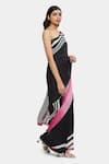 Buy_Satya Paul_Black Satin Georgette Illusion Saree With Running Blouse _Online_at_Aza_Fashions