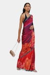 Shop_Satya Paul_Pink Satin Georgette Embellished Crystals Gulaab Saree With Running Blouse _Online_at_Aza_Fashions