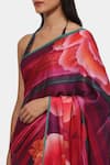 Satya Paul_Pink Satin Georgette Embellished Crystals Gulaab Saree With Running Blouse _at_Aza_Fashions