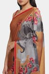 Shop_Satya Paul_Peach Satin Georgette Printed Clouds Cross Border Saree With Running Blouse _Online_at_Aza_Fashions