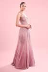 Buy_Rohit Gandhi + Rahul Khanna_Pink Tulle Embellished Tonal Metallic Sequin Sweetheart Neck Gown  _at_Aza_Fashions