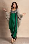 Buy_Nupur Kanoi_Green Kite- Georgette And Sack Dress- Satin Print & Embroidery Jacket &  _at_Aza_Fashions