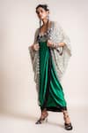 Shop_Nupur Kanoi_Green Kite- Georgette And Sack Dress- Satin Print & Embroidery Jacket &  _Online_at_Aza_Fashions