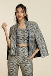 Buy_SVA by Sonam & Paras Modi_Blue Woven Thread Scalloped Pattern Jacket  _at_Aza_Fashions