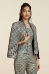 SVA by Sonam & Paras Modi_Blue Woven Thread Scalloped Pattern Jacket  _Online_at_Aza_Fashions