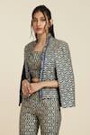 Buy_SVA by Sonam & Paras Modi_Blue Woven Thread Scalloped Pattern Jacket  _Online_at_Aza_Fashions