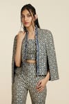 Shop_SVA by Sonam & Paras Modi_Blue Woven Thread Scalloped Pattern Jacket  _Online_at_Aza_Fashions