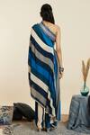 Shop Sva By Sonam & Paras Modi Blue Crepe Print Stripe Asymmetric Neck Kaftan With Pant at Aza Fashions Shop_Sva By Sonam & Paras Modi_Blue Crepe Print Stripe Asymmetric Neck Kaftan With Pant_at_Aza_Fashions