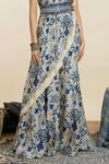 Sva By Sonam & Paras Modi_Blue Crepe Print Floral Asymmetric Neck Peacock And Tunic With Pant_Online_at_Aza_Fashions