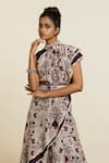 Shop_SVA by Sonam & Paras Modi_Multi Color Crepe Print Floral Asymmetric Peacock Tunic With Pant  _Online_at_Aza_Fashions