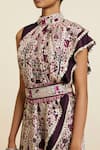 SVA by Sonam & Paras Modi_Multi Color Crepe Print Floral Asymmetric Peacock Tunic With Pant  _at_Aza_Fashions