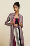 Buy_SVA by Sonam & Paras Modi_Pink Crepe Print Boho Striped Bloom Embellished Jacket Pant Set  _Online_at_Aza_Fashions