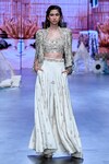 Buy_SVA by Sonam & Paras Modi_Ivory Crepe Print Metallic Open Noor Embellished Jacket Pant Set _at_Aza_Fashions