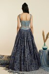 Shop_SVA by Sonam & Paras Modi_Blue Crepe Print Metallic Square Bloom Art Lehenga With Corset Blouse _at_Aza_Fashions