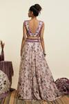 Shop_SVA by Sonam & Paras Modi_Purple Crepe Print Forest Bloom V Embellished Lehenga With Blouse _at_Aza_Fashions