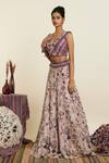 Buy_SVA by Sonam & Paras Modi_Purple Crepe Print Forest Bloom V Embellished Lehenga With Blouse _Online_at_Aza_Fashions