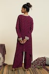 Shop_SVA by Sonam & Paras Modi_Wine Crepe Printed Geometric V Neck Tunic And Palazzo Set _at_Aza_Fashions