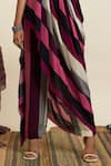 SVA by Sonam & Paras Modi_Multi Color Crepe Printed Striped Cowl Neck Draped Crop Top With Pant _Online_at_Aza_Fashions