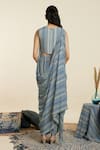 Shop_SVA by Sonam & Paras Modi_Blue Crepe Printed Boho Stripes Cowl Neck Draped Crop Top With Pant  _at_Aza_Fashions