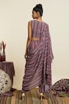 Shop_SVA by Sonam & Paras Modi_Multi Color Crepe Printed Boho Stripes Cowl Draped Crop Top And Pant Set  _at_Aza_Fashions