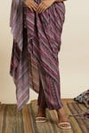 SVA by Sonam & Paras Modi_Multi Color Crepe Printed Boho Stripes Cowl Draped Crop Top And Pant Set  _Online_at_Aza_Fashions