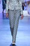 Shop_SVA by Sonam & Paras Modi_Ivory Silk Woven And Embellished Art Deco High Neck Jacket & Pant Set  _Online_at_Aza_Fashions