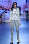 SVA by Sonam & Paras Modi_Ivory Silk Woven And Embellished Art Deco High Neck Jacket & Pant Set  _at_Aza_Fashions