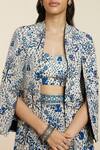 Sva By Sonam & Paras Modi_Blue Crepe Printed And Embellished Garden Jaal Jacket Open Pant Set_at_Aza_Fashions