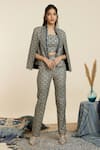 Buy_SVA by Sonam & Paras Modi_Blue Crepe Printed And Embellished Scallop Jacket Open Pant Set  _at_Aza_Fashions