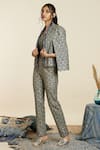 Shop_SVA by Sonam & Paras Modi_Blue Crepe Printed And Embellished Scallop Jacket Open Pant Set  _Online_at_Aza_Fashions