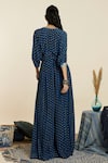 Shop_SVA by Sonam & Paras Modi_Blue Crepe Print Geometric V Dolman Sleeves Jumpsuit _at_Aza_Fashions