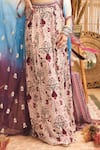 SVA by Sonam & Paras Modi_Purple Print Flora Bloom Ombre Embellished Cape Flared Pant Set _Online_at_Aza_Fashions