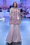 Buy_SVA by Sonam & Paras Modi_Purple Silk Print Mughal Flora Embellished Noor Jacket Sharara Pant Set