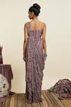 Shop_SVA by Sonam & Paras Modi_Multi Color Crepe Printed Stripe Asymmetic Boho Saree Gown_at_Aza_Fashions