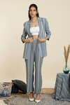 Buy_SVA by Sonam & Paras Modi_Multi Color Crepe Printed Boho Stripe Notched Lapel Collar Blazer And Pant Set_at_Aza_Fashions