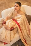 PUNIT BALANA_Beige Organza Silk Embroidered Sequin U Marodi Gota Saree With Blouse _Online_at_Aza_Fashions