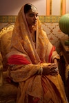 Buy_PUNIT BALANA_Yellow Banarasi Silk Woven And Mughal Marodi Kurta Gharara Set _Online_at_Aza_Fashions