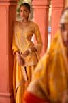 PUNIT BALANA_Yellow Silk Embroidered Marodi Round Jodha Kurta Sharara Set _Online_at_Aza_Fashions