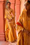 Buy_PUNIT BALANA_Yellow Silk Embroidered Marodi Round Jodha Kurta Sharara Set _Online_at_Aza_Fashions
