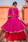 Shop_PUNIT BALANA_Pink Silk Embroidered Marodi V Neck Jacket With Anarkali Set  _at_Aza_Fashions