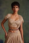Buy_Tarun Tahiliani_Wine Jewel Handcrafted Brooch Embellished Belt _at_Aza_Fashions