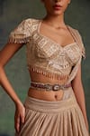 Shop_Tarun Tahiliani_Wine Jewel Handcrafted Brooch Embellished Belt _at_Aza_Fashions