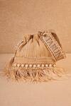 Buy_Tarun Tahiliani_Ivory Sequins, Crystals Pearl And Poth Embroidered Potli Bag_at_Aza_Fashions