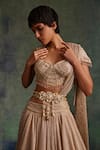 Buy_Tarun Tahiliani_Ivory Metal Flower Beads And Pearl Embellished Belt _at_Aza_Fashions