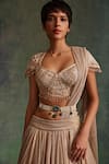 Buy_Tarun Tahiliani_Ivory Glass And Tamble Embellished & Pearl Brooch Belt _at_Aza_Fashions