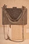 Buy_Tarun Tahiliani_Silver Beads, Diamonds Chainmail Draped Handbag_at_Aza_Fashions