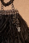 Shop_Tarun Tahiliani_Black Ring Jeweled Feather Handcrafted Bracelet Bag _at_Aza_Fashions