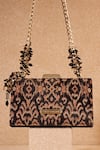 Buy_Tarun Tahiliani_Black Iron On Studs Ikat Pattern Hand Bag With Sling _at_Aza_Fashions