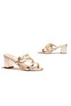 Shop_OCEEDEE_Gold Cutwork Monir Metallic Strap Block Heels _at_Aza_Fashions