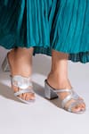 Buy_OCEEDEE_Silver Cutwork Monir Strap Metallic Block Heels _at_Aza_Fashions